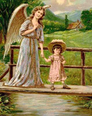 Angel guiding child